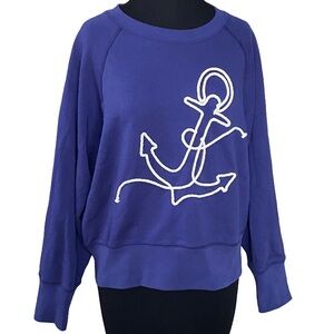 J. Crew nautical anchor dark periwinkle embroidered rope pullover size large